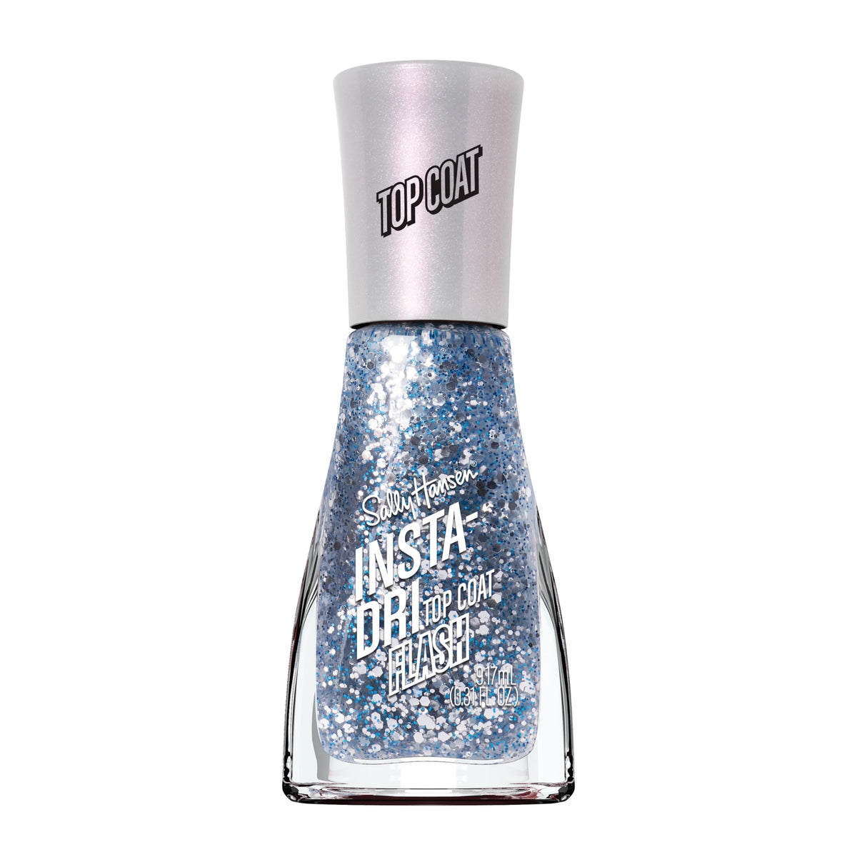 Sally Hansen Insta-Dri Nail Polish Top Coat in Shimmery Blue front view