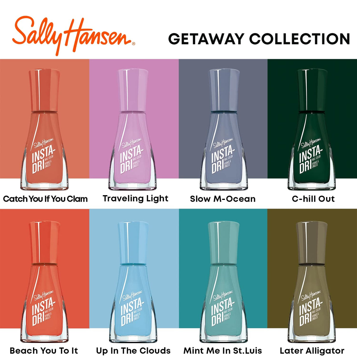 Sally Hansen Insta-Dri Nail Polish with manicure tools