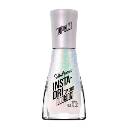Sally Hansen Insta-Dri Top Coat bottle front view in shimmery white