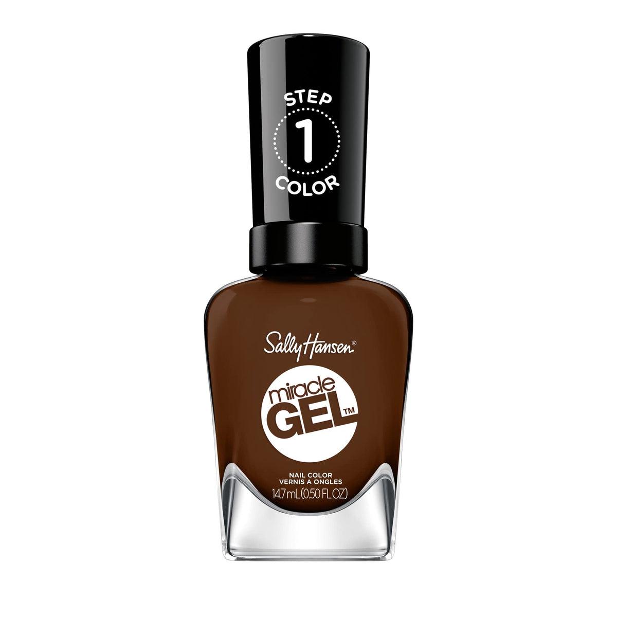 Sally Hansen Miracle Gel Dark Brown Nail Polish front view