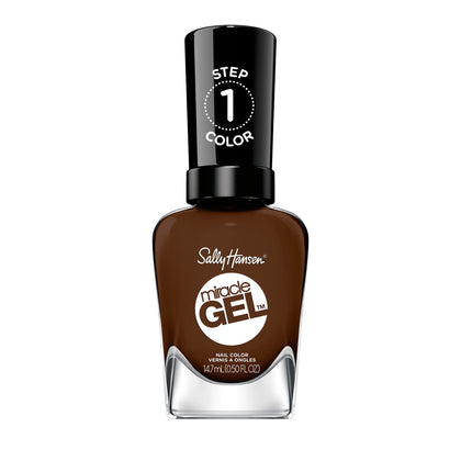Sally Hansen Miracle Gel Dark Brown Nail Polish front view