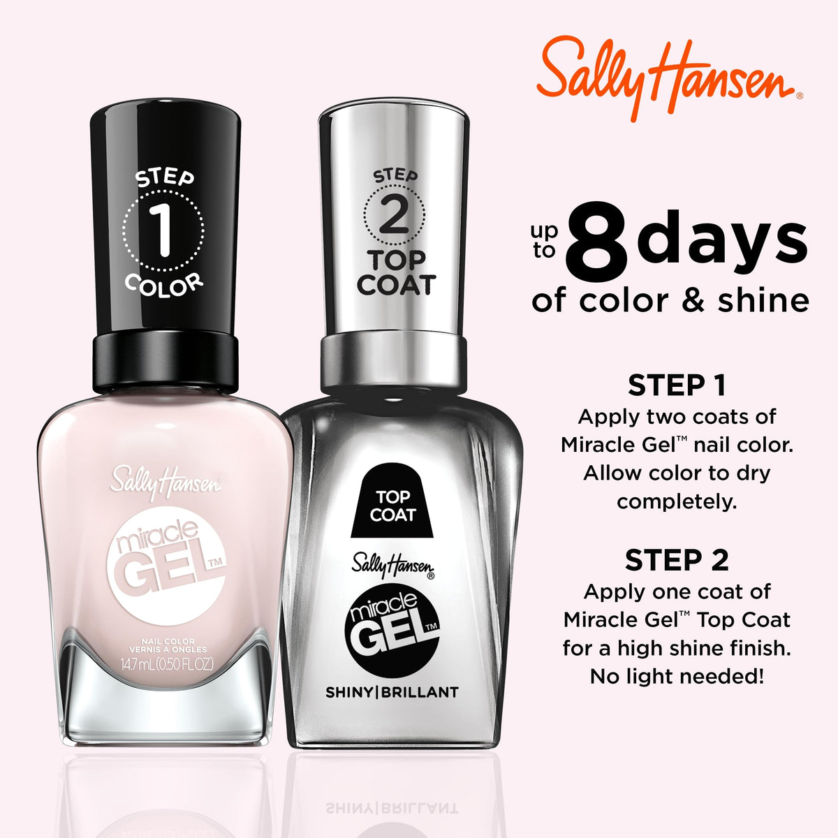 Sally Hansen Miracle Gel Nail Polish 247 Little Peony bottle with cap