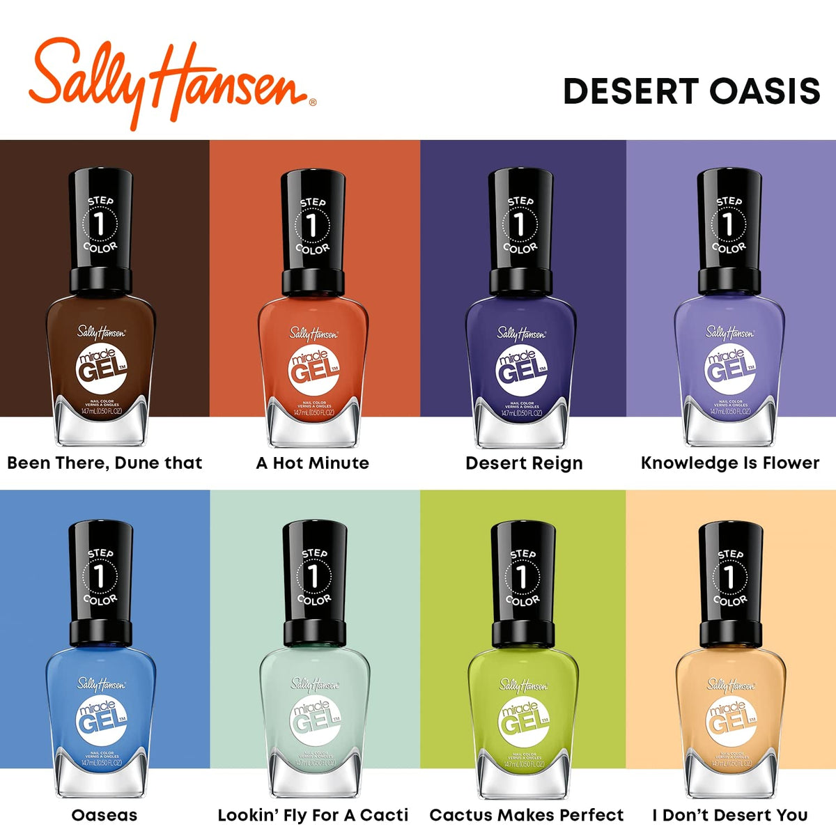 Sally Hansen Miracle Gel Nail Polish 607 Knowledge is Flower with top coat