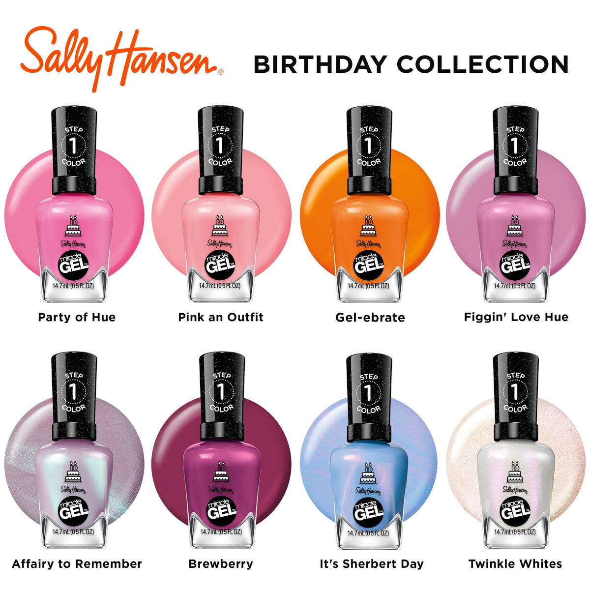 Sally Hansen Miracle Gel Nail Polish 628 It's Sherbert Day with nail art