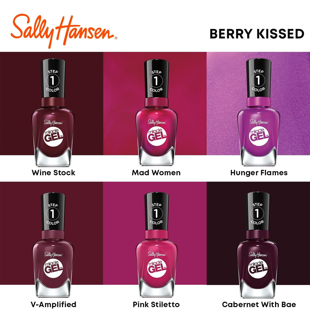 Sally Hansen Miracle Gel Nail Polish Cabernet With Bae on a vanity