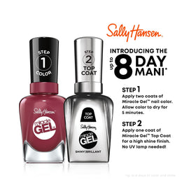 Sally Hansen Miracle Gel™ Nail Polish Duo displayed with application instructions