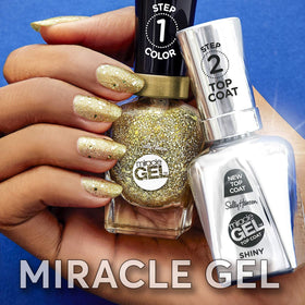 Sally Hansen Miracle Gel™ Nail Polish Duo lifestyle scene with manicured hands