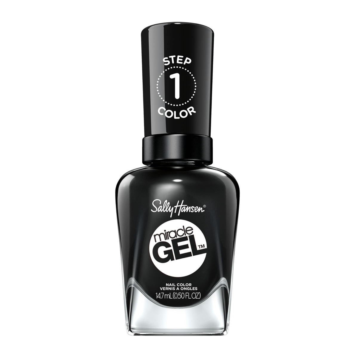 Sally Hansen Miracle Gel Nail Polish Opaque Black front view
