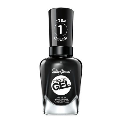 Sally Hansen Miracle Gel Nail Polish Opaque Black front view