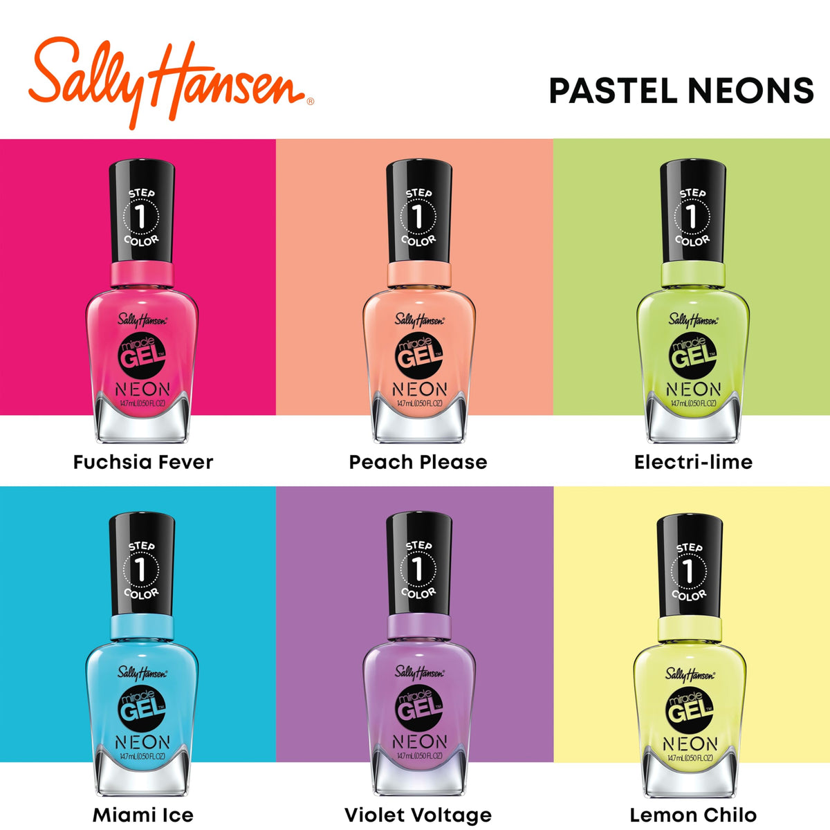 Sally Hansen Miracle Gel Neons Violet Voltage nail polish packaging