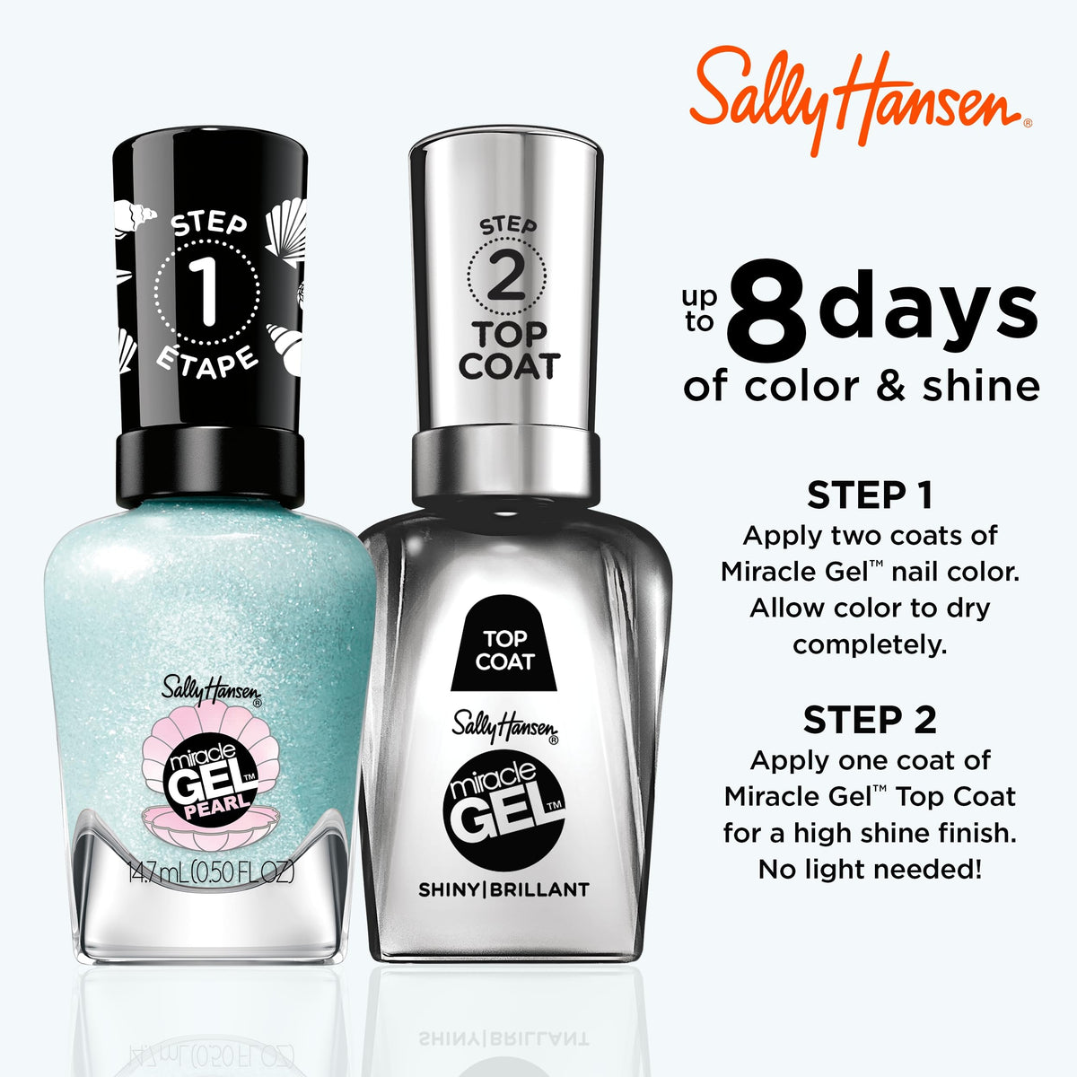 Sally Hansen Miracle Gel Pearls Nail Polish 903 Seas The Day bottle side view