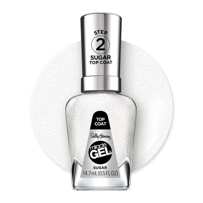 Sally Hansen Miracle Gel Sugar Top Coat front view with glitter finish