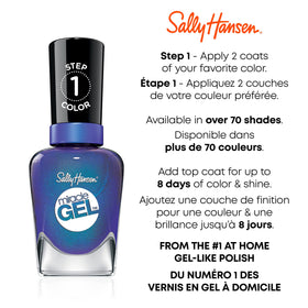 Sally Hansen Miracle Gel Top Coat next to Oaseas Blue polish