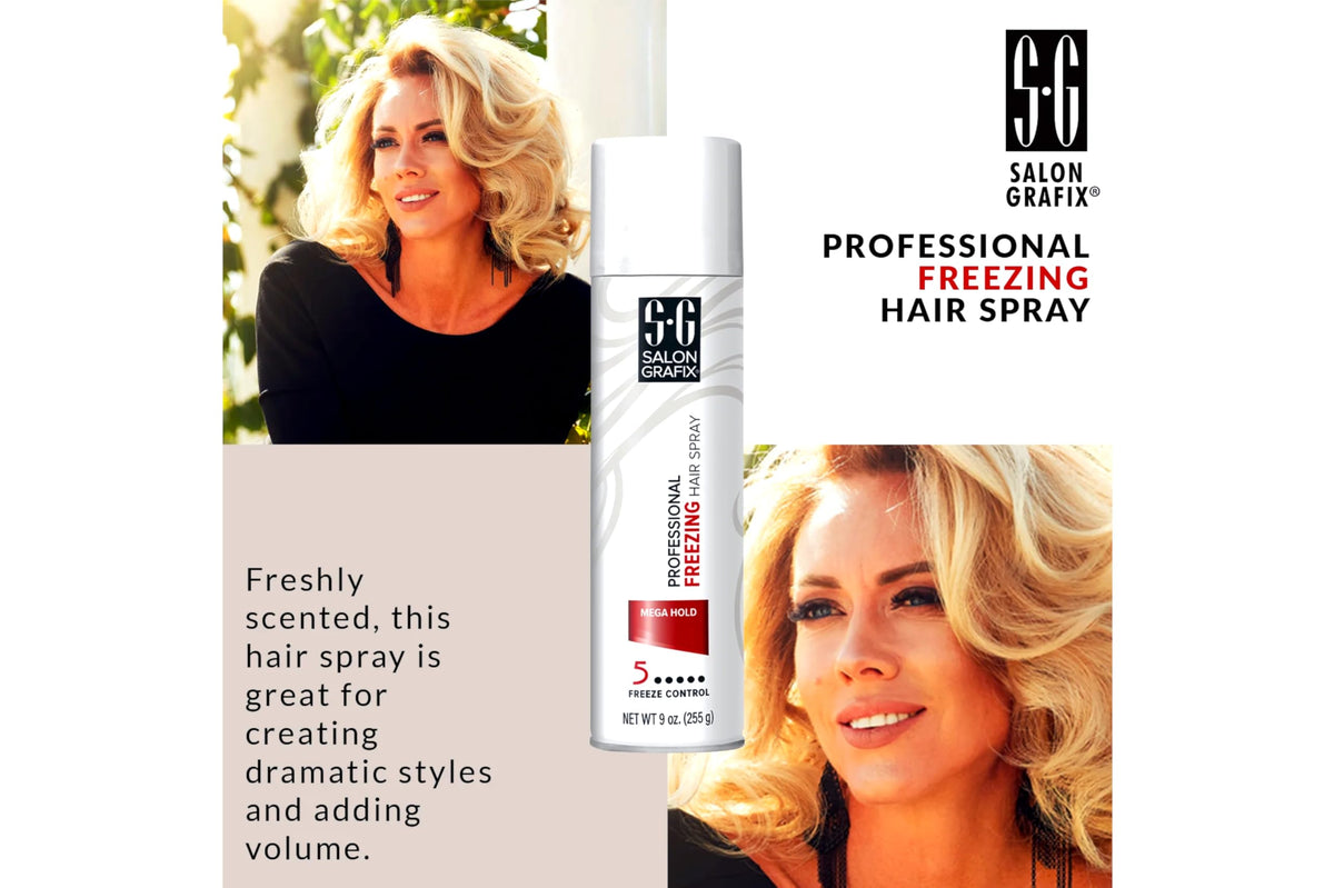 Salon Grafix Hairspray Freezing Mega Hold 10oz packaging