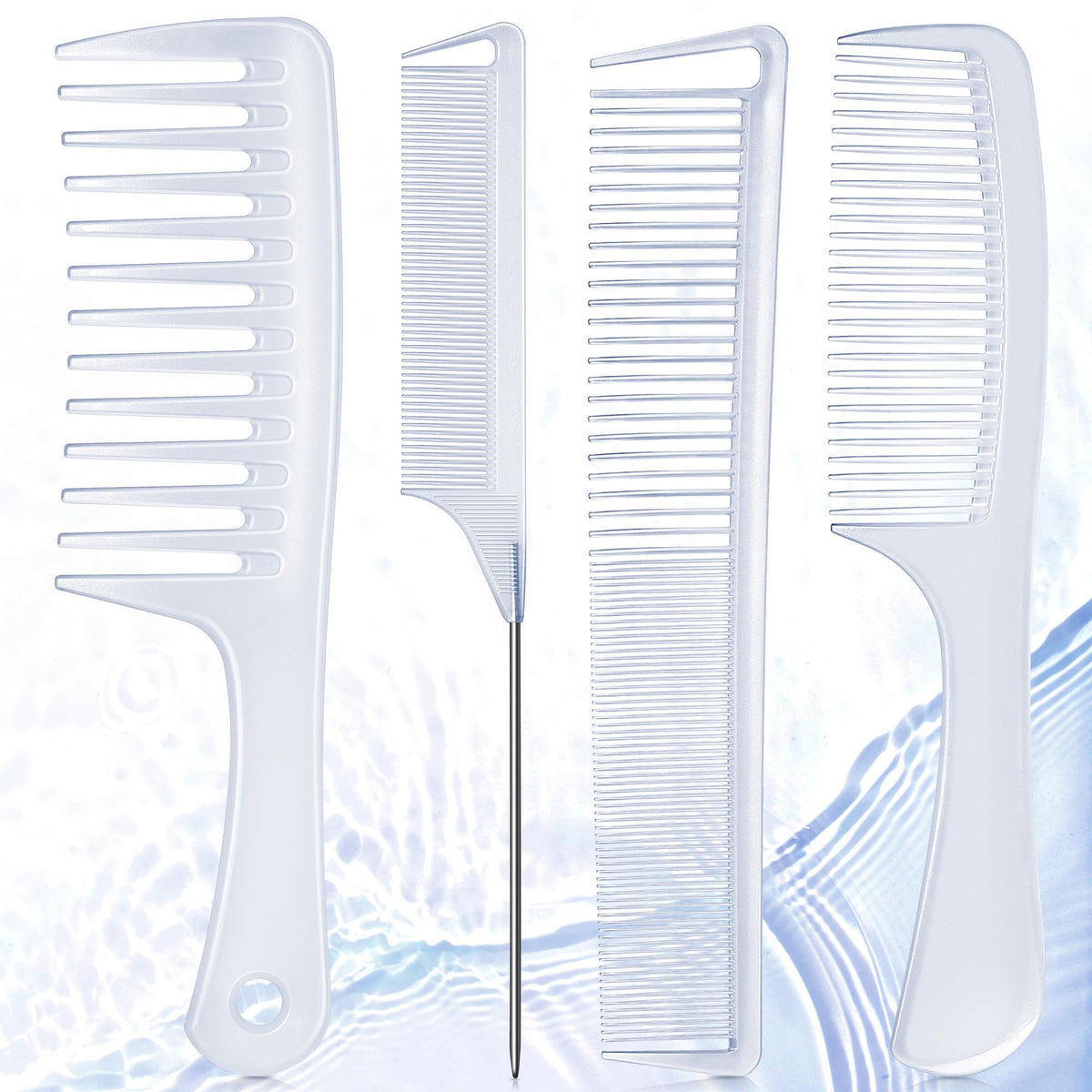 SALON SILK 4PCS Professional Comb Set front view with crystal colour