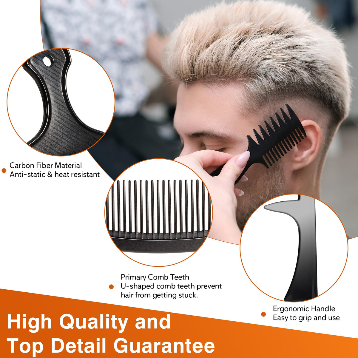 SALON SILK 5 Pcs Hair Comb Set for Men, all combs displayed together