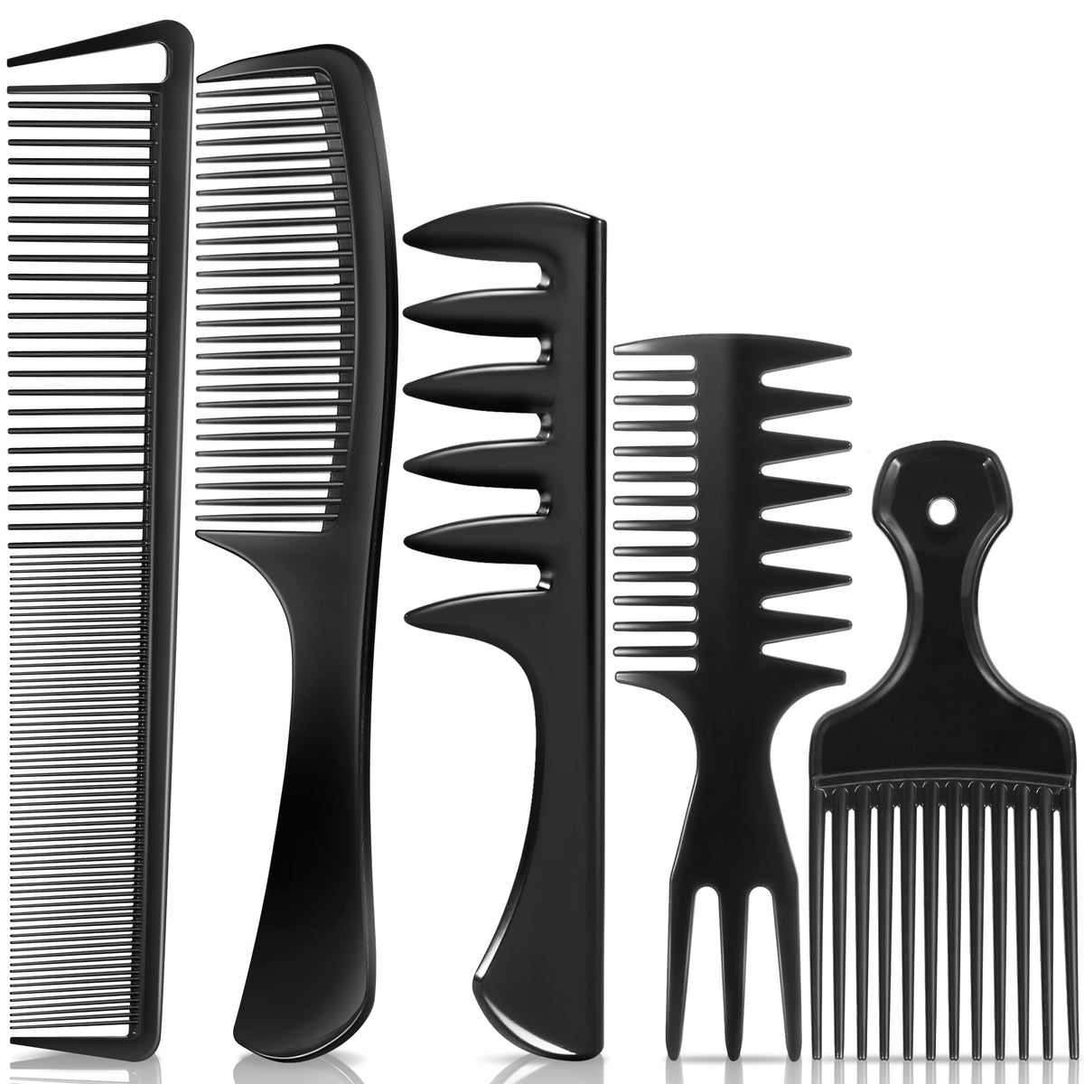 SALON SILK 5 Pcs Hair Comb Set for Men, wide-tooth comb front view