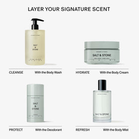 Salt & Stone Body Cream on a wooden surface