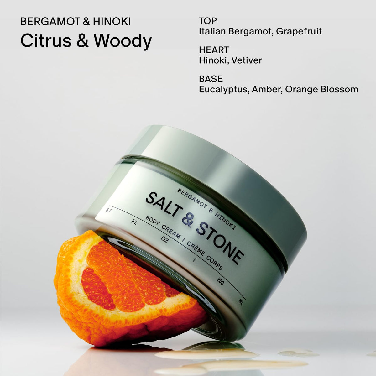 Salt & Stone Body Cream open lid revealing creamy texture