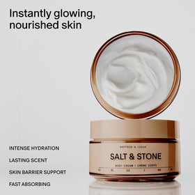 Salt & Stone Body Cream packaging with Saffron & Cedar scent