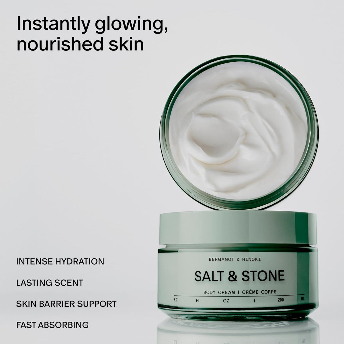 Salt & Stone Body Cream side view showcasing packaging