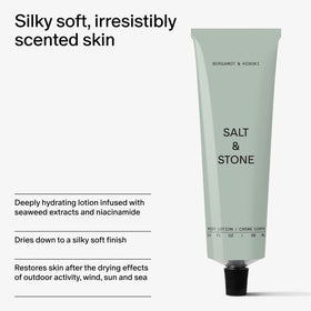 Salt & Stone Body Lotion 3.4 fl oz on a bathroom shelf