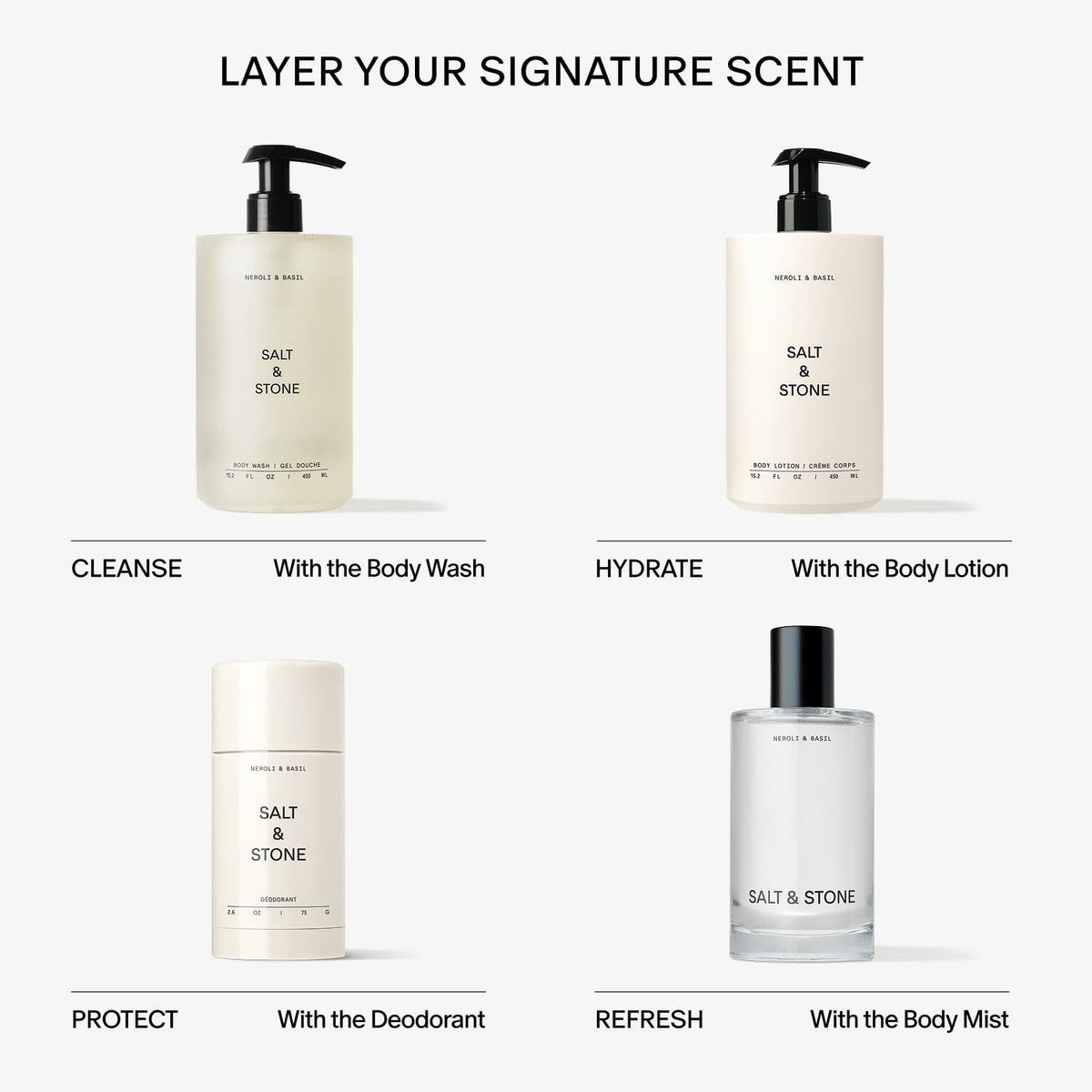 Salt & Stone Body Lotion Neroli & Basil application on skin