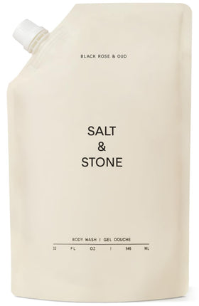 Salt & Stone Body Wash 32 fl oz front view with black rose and oud scent