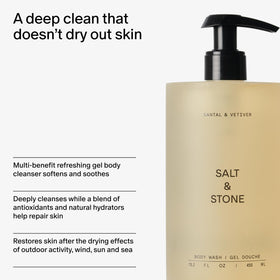 Salt & Stone Body Wash Santal & Vetiver packaging details
