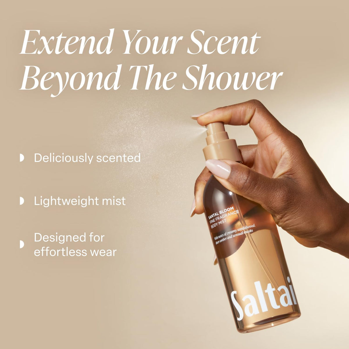 Saltair Body Mist Santal Bloom 8 oz bottle side view