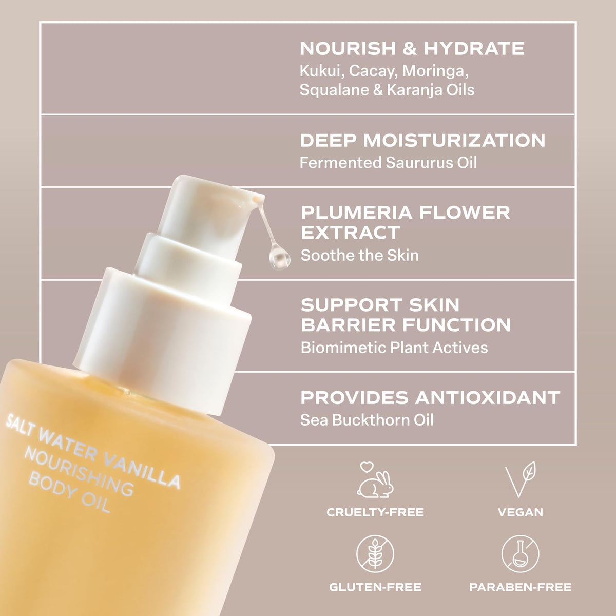 Saltair Body Oil 4 fl oz with sea salt and vanilla