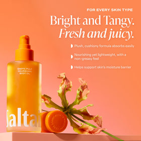 Saltair Body Oil in a bathroom setting after shower
