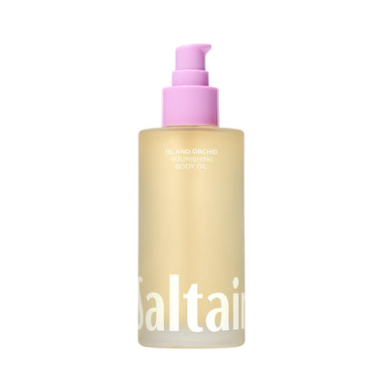 Saltair Body Oil Island Orchid front view with packaging