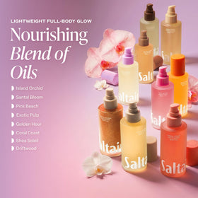 Saltair Body Oil Island Orchid lifestyle scene in bathroom