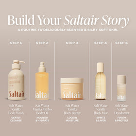 Saltair Body Oil Jumbo 10 fl oz on a bathroom shelf