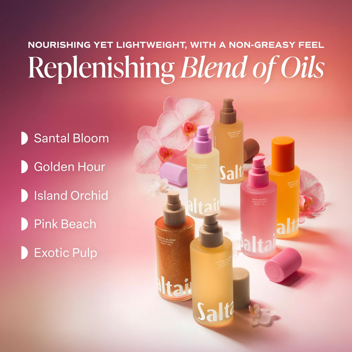 Saltair Body Oil Santal Bloom 4 oz Pump with texture on skin