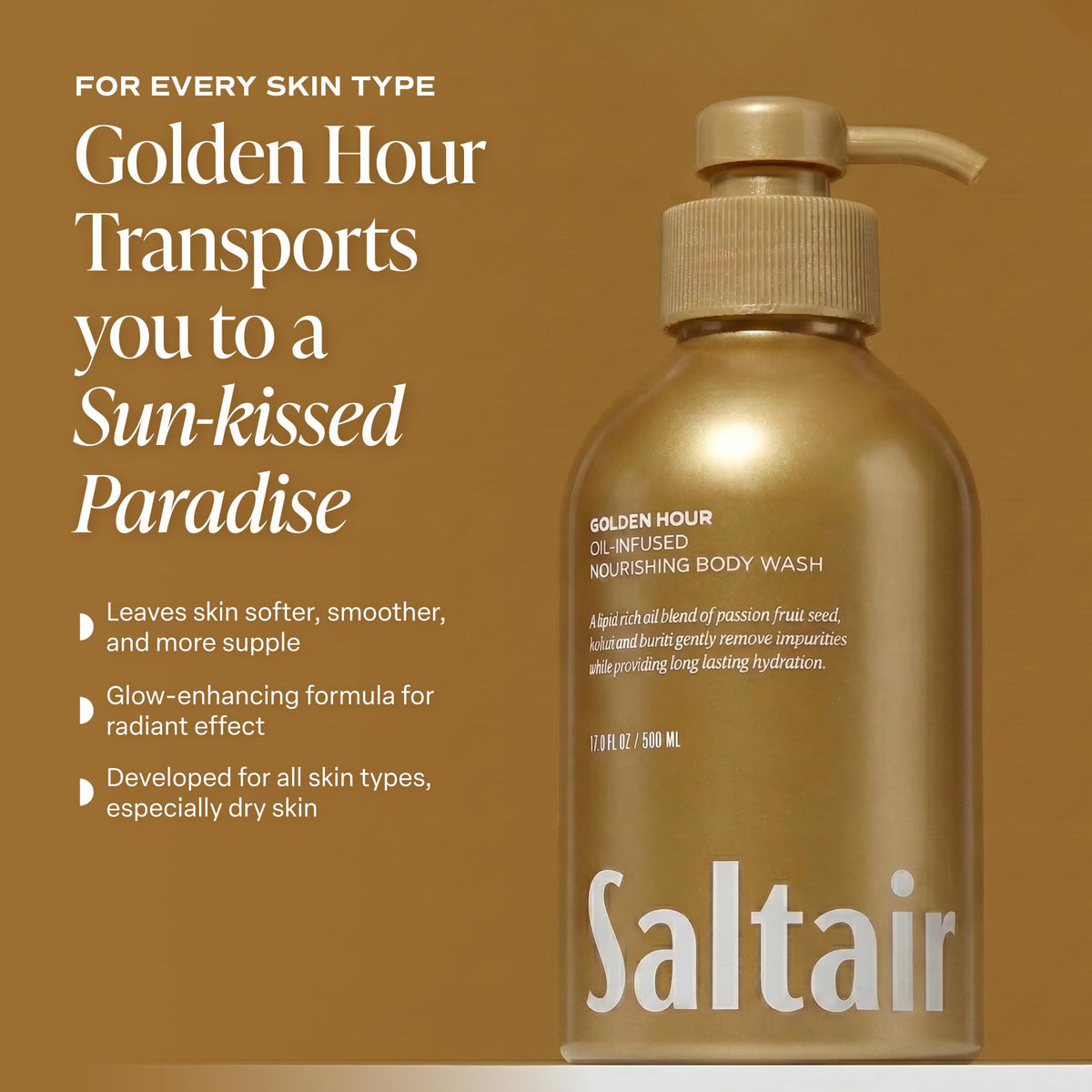 Saltair Body Wash bottle with ingredients list