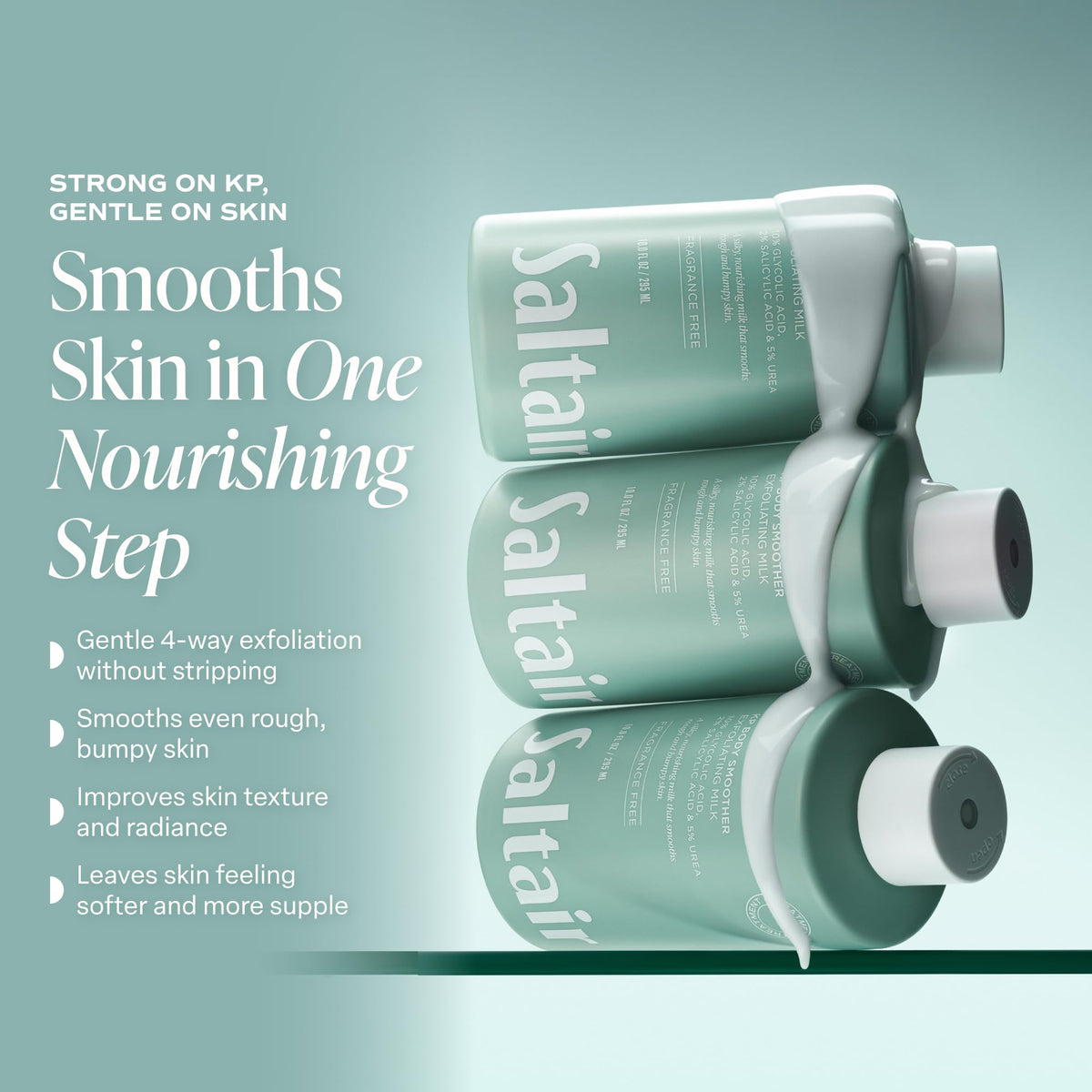 Saltair KP Body Milk 10oz on a bathroom shelf