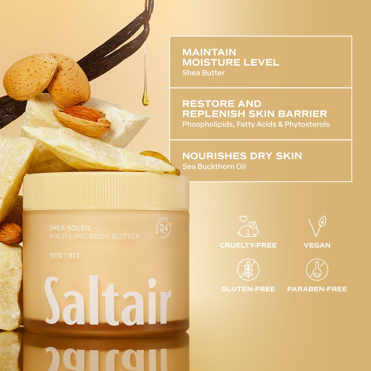 Saltair Multi-Lipid Body Butter 10 oz packaging details