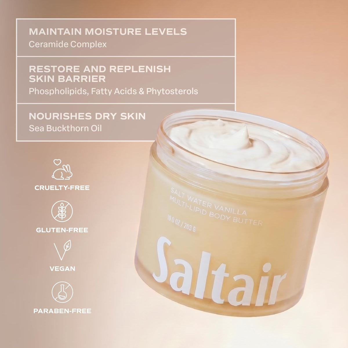 Saltair Multi-Lipid Body Butter 10oz jar packaging