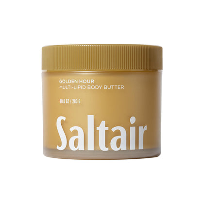 Saltair Multi-Lipid Body Butter front view with golden hour packaging