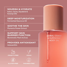 Saltair Nourishing Body Oil 4 oz packaging on a bathroom shelf