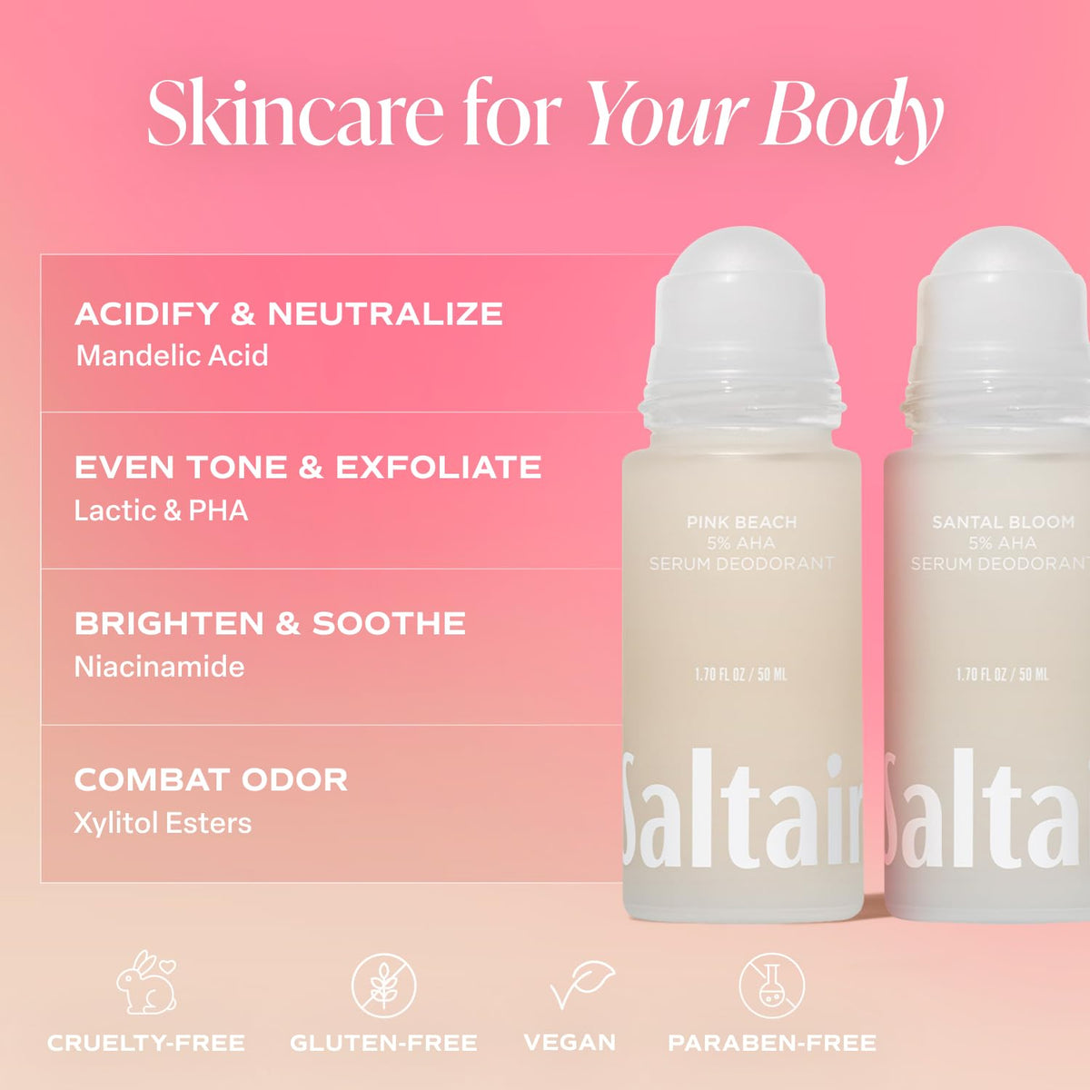 Saltair Serum Deodorant 2 Pack with focus on Santal Bloom scent