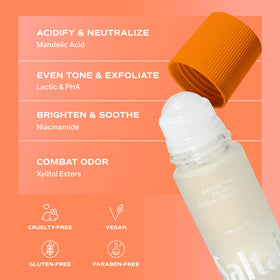 Saltair Serum Deodorant 5% AHA Roll-On on a bathroom shelf