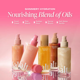 Saltair Shimmering Body Oil application on skin