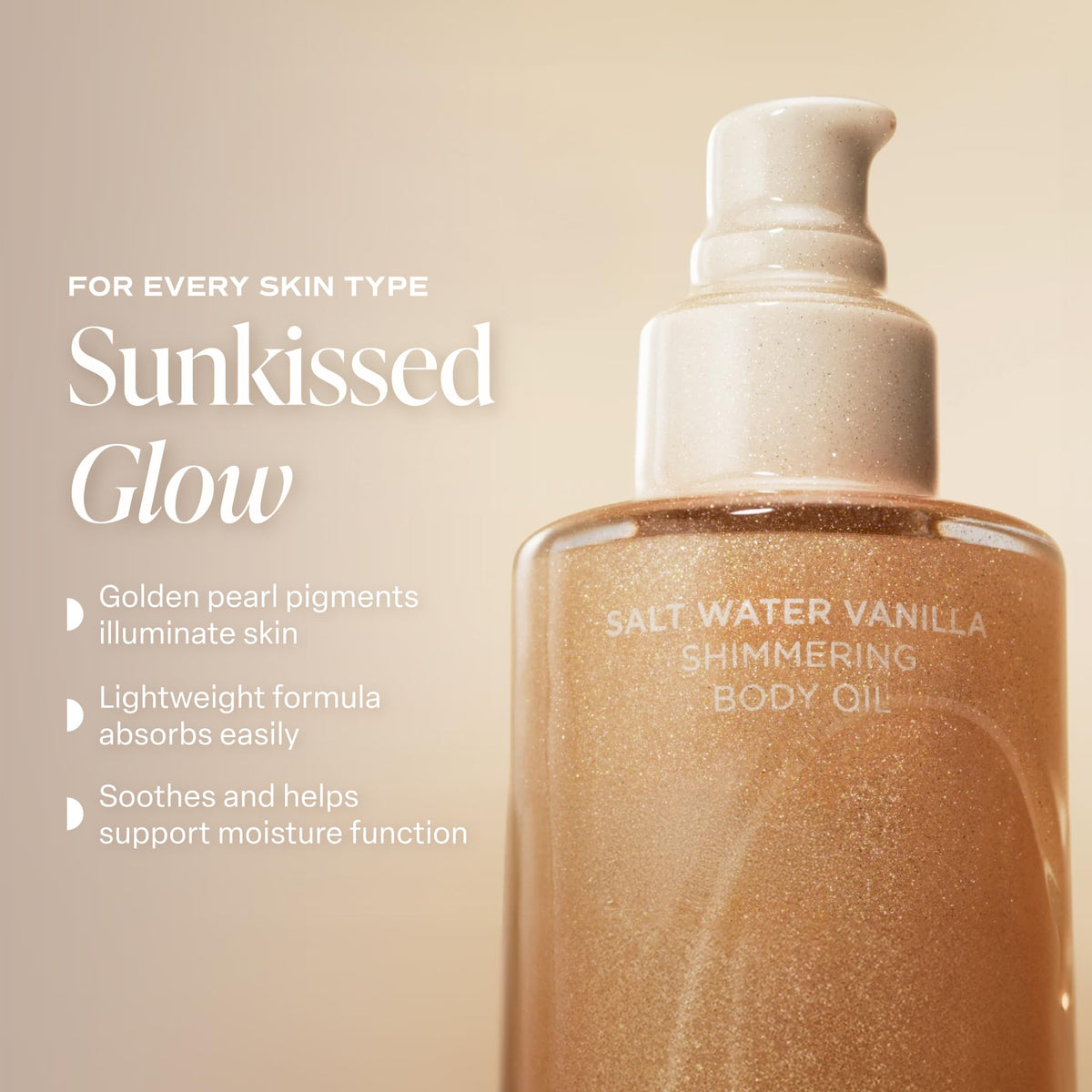 Saltair Shimmering Body Oil being applied to skin