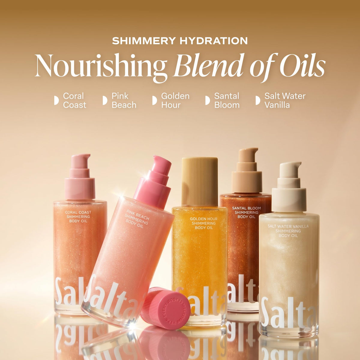 Saltair Shimmering Body Oil with ingredients Kukui and Cacay