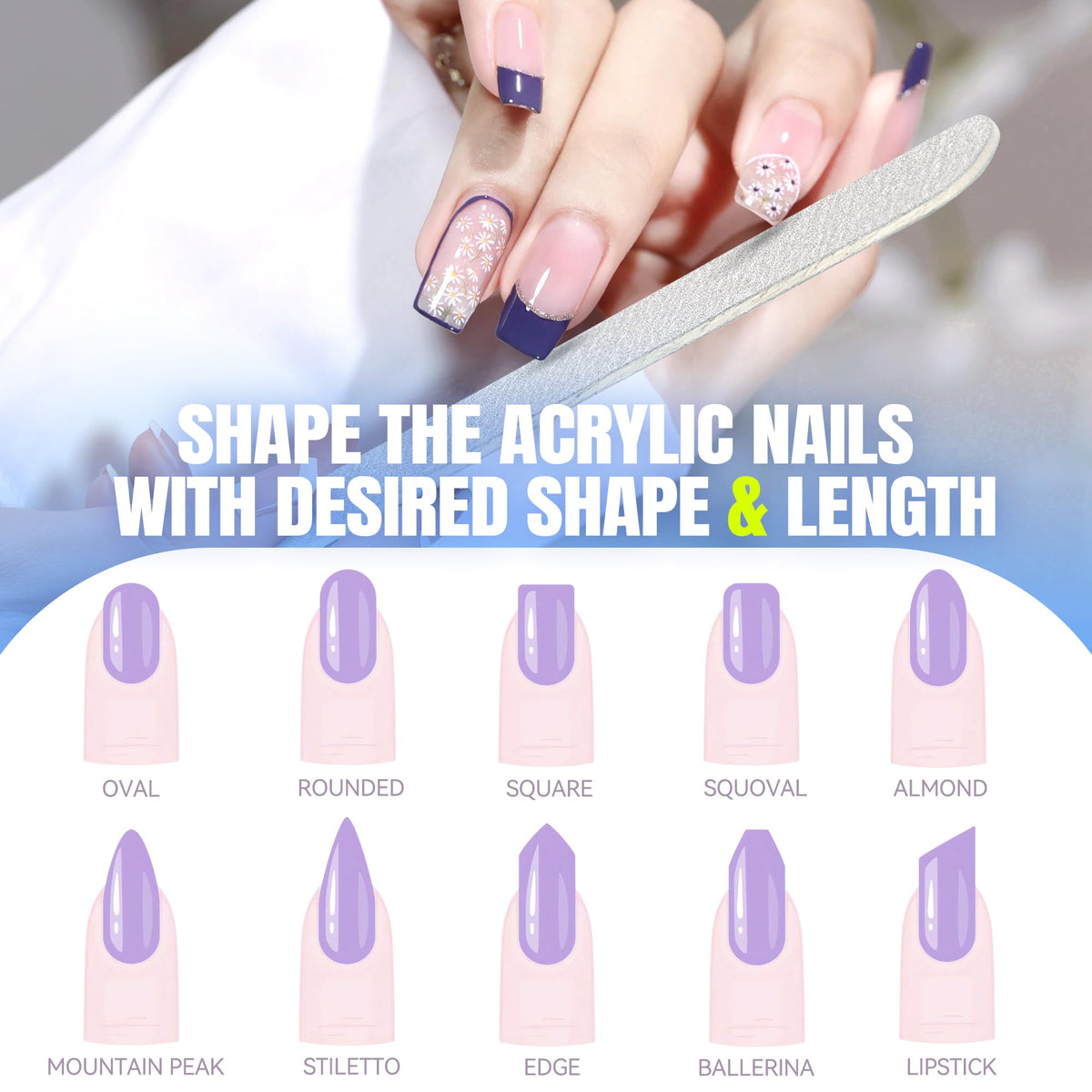 SALVMARY Zebra Nail File in use on acrylic nails