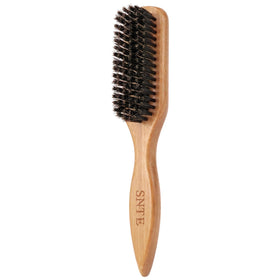 Samnyte Boar Bristle Hair Brush front view with peach wood handle