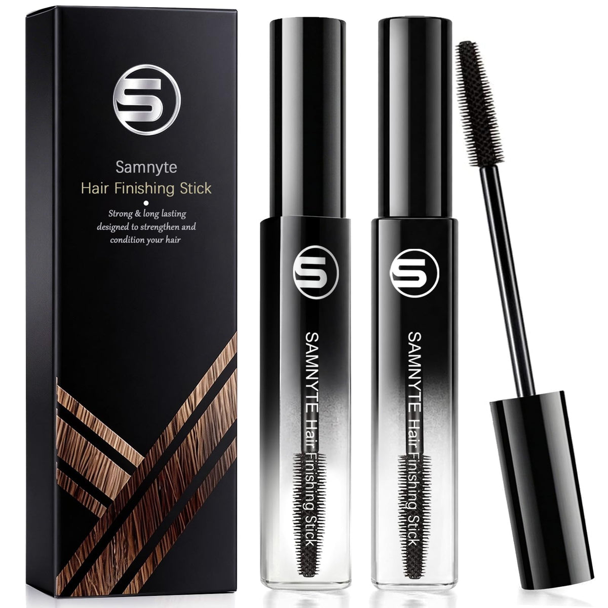 Samnyte Hair Finishing Stick 2 Pack front view with translucent bottle